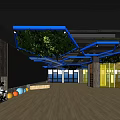Fitness Gym Interior With Wooden Floor Blue Ceiling Green Plant Decorations Dumbbells And Fitness Balls