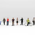 Diverse Group of People With Various Ages Different Clothing Styles And One Riding Bicycle