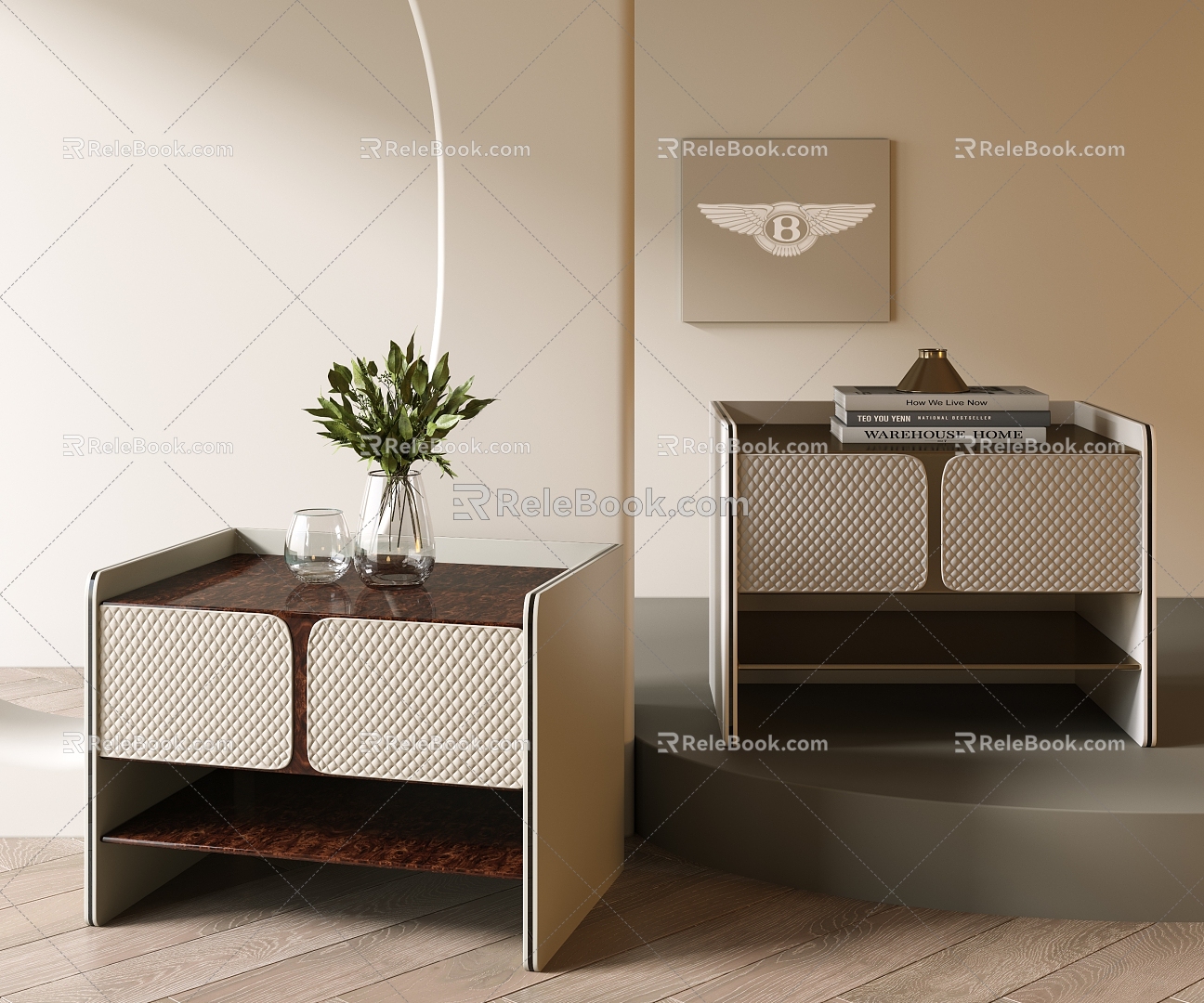 Bentley Bedside Table Modern Light Luxury Bedside Table Bentley Brand Bedside Table 3d model