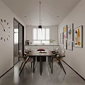 Modern Living and Dining Room Interior With Black Sofa Brown Chair And Black White Rug