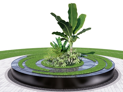 Modern Waterscape Sketches Gardening Sketches Flowers and Plants Combination Round Tree Pond model