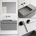 Modern Washbasin With Sleek Gray Countertop And Minimalist Faucet Design