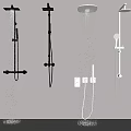 Various Wall Mounted Shower Heads With Different Water Spray Patterns 3d model