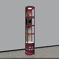 Red Vertical Multi tiered Display Shelf with CO Logo for Product Showcase 3d model
