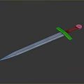 Traditional Decorative Sword With Blue Metal Blade Red Hilt And Golden Ornament