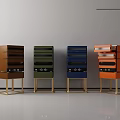 Modern Stylish Storage Lockers With Colorful Design Multiple Drawers And Golden Legs