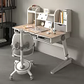 Modern Kids Study Desk With Bookshelf Storage Ergonomic Chair Laptop And Stationery