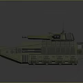 Green Armored Military Vehicle With Tracked Propulsion And Top Railing Structure