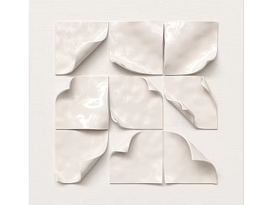 Abstract Painting With Irregular Light Colored Glossy Paper Shapes On Canvas Texture Grid Arrangement 3d model