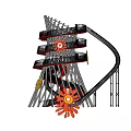 Amusement Rides With Spiral Track And Orange Flower Decorations On Steel Frame