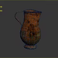 Copper Sculpture Carving Vase With Handle Rustic Patina Classical Design Artwork 3d model