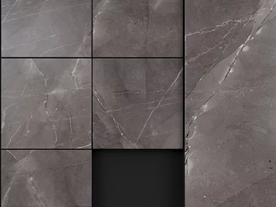 Modern Gray Marble Wall Components With Square Pattern And Natural Veins 3d model