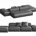 Modern Black Leather Modular Sectional Sofa With Multiple Modules And Soft Cushions 3d model