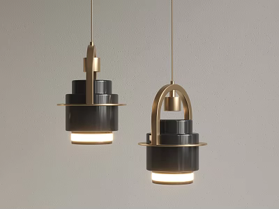 Modern Pendant Lights With Black And Gold Metal Frame And Layered Illuminated Design 3d model