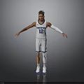 Man in White Timberwolves Jersey Number 12 with Arm Sleeves and Outstretched Arms