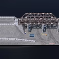Truss Bridge Model with Metal Truss Structure Railway Track and Construction Site Elements 3d model
