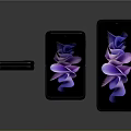 Modern Foldable Smartphones With Purple Screen Pattern And Sleek Design