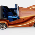 Orange Vintage Convertible Car With Classic Grille Large Wheels And Retro Design