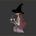 Modern Game Character Female Elf Cartoon Witch Magic Witch Magic Girl 3d model