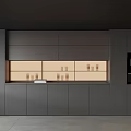 Modern Sideboard Cabinet With Dark Wood Frame Glass Door Storage And Coffee Machine
