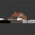 Architectural Model of Residential Buildings With Red Roofs Green Lawn and Pathway