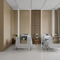 Modern Hospital Ward Interior With Two Beds Wooden Cabinets Windows Wall Decor And White Flooring