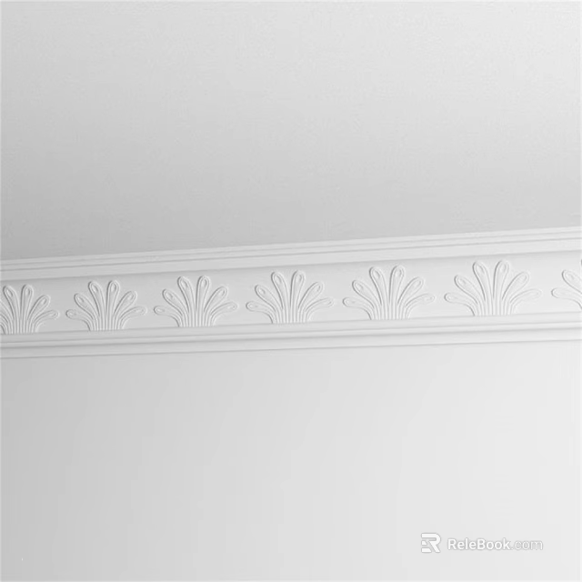 Elegant Decorative Plaster Wall Sculpture Carving With Intricate Floral Leaf Patterns 3d model