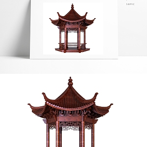 Chinese style pavilion building 3d model