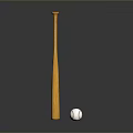 Wooden Baseball Bat With White Baseball Isolated On Dark Background