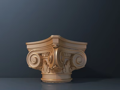Golden Decorative Carved Capital Featuring Intricate Ornate Patterns For Classical Architecture 3d model