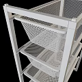 White Multi Tier Wire Storage Shelving Unit With Mesh Baskets For Organizing 3d model