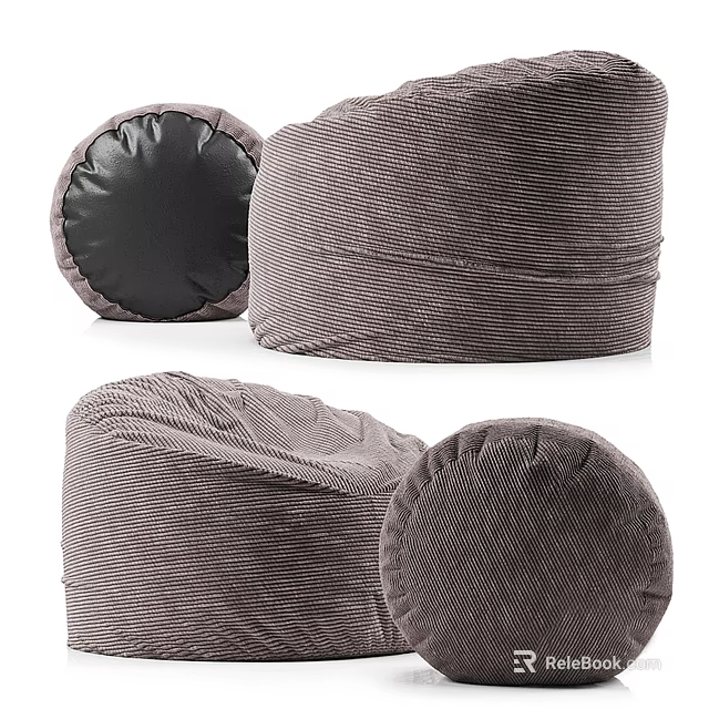 Brown Corduroy Bean Bag Chair Comfortable Design For Living Room With Soft Cushion 3d model 