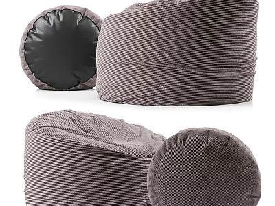 Brown Corduroy Bean Bag Chair Comfortable Design For Living Room With Soft Cushion 3d model