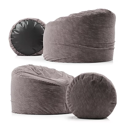 Brown Corduroy Bean Bag Chair Comfortable Design For Living Room With Soft Cushion 3d model