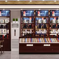 Tobacco and Liquor Store Interior with Neat Display Shelves Various Liquors and Tobacco Products