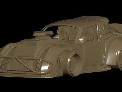 Beige Streamlined Concept Car With Racing Style Wide Body And Large Wheels 3d model