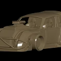 Beige Streamlined Concept Car With Racing Style Wide Body And Large Wheels