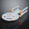 Detailed Spaceship Model With Disc Shaped Design NCC 1864 Blue White Paint And Engine Details
