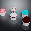 Colorful Cupcakes With Various Frosting Colors And Toppings On Black Surface