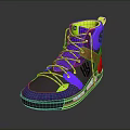 High Top Colorful Sneakers With Vibrant Yellow Purple Blue Design And Black Sole