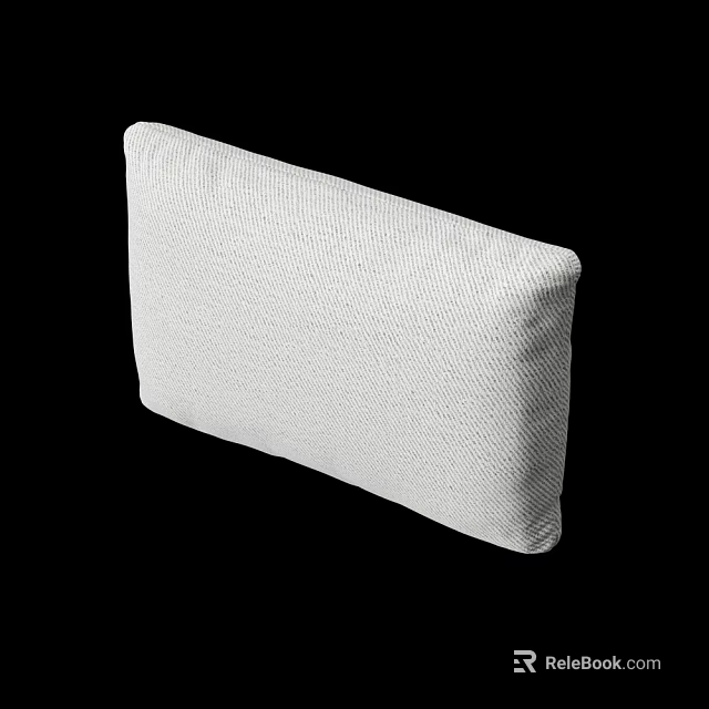 White Knitted Pillow With Soft Comfortable Texture On Black Background 3d model 
