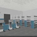 Modern Cainiao Service Station Exterior And Interior With Glass Doors Shelves And Goods