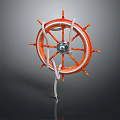 Orange Decorative Ship Wheel Home Decor With Silver Center And Wrapped Rope