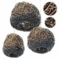 Three Woven Rattan Round Pendant Lights With Natural Texture For Home Interior
