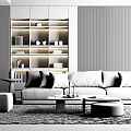 Modern Living Room Sofa Coffee Table Set With Soft Pillows And Decorative Rug