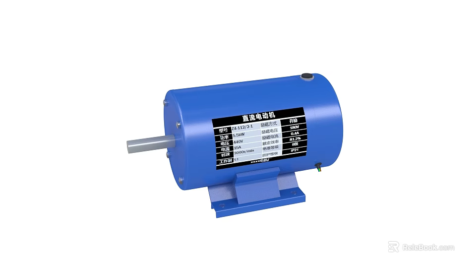 Industrial DC Electric Motor With Blue Casing And Stable Performance 3d model 