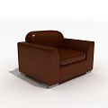 Brown Leather Single Sofa With Modern Sleek Design And Metal Legs 3d model