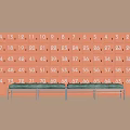Organized Pink Numbered Lockers With Benches In Public Storage Area