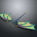 Game Movie Character Mythical Dragon With Vibrant Colorful Wings And Blue Body