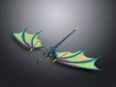 Game Movie Character Mythical Dragon With Vibrant Colorful Wings And Blue Body 3d model
